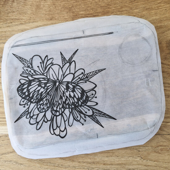 Moodplank - tekening vlinder-bloem